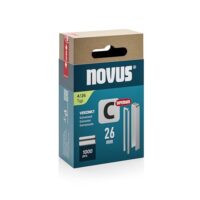Novus Tools Schmalrückenklammern 26 mm 'superhart', 1000 Tacker-Klammern, Schiebeschachtel, Heftmittel für Profilhölzer und Paneelen