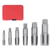 6-teiliges NPT-Rohrgewindebohrer-Set aus Kohlenstoffstahl für präzise Gewinde in verschiedenen Größen, einschließlich 1 Zoll, 3/4 Zoll, 1/2 Zoll, 3/8 Zoll, 1/4 Zoll und 1/8 Zoll