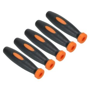 PATIKIL 2,4 Zoll Gummifeilenheft, 5er-Pack Feilenwerkzeug Ersatzgriff für Feilen mit 0,2" Durchmesser, Orange Schwarz