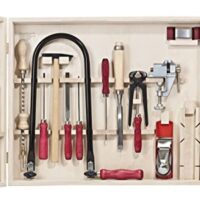 Pebaro 419A Profi-Laubsägeschrank, 31 Teile, komplettes Set in Holzschrank, Stahlwerkzeuge, Laubsägebogen aus Deutschland, Bohrmaschine für Basteln mit Holz und Laubsägen, Geschenkidee für Handwerker