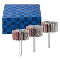 PFERD Fächerschleifer-Set F, 3-teilig mit Korund-Körnung Ø40x20mm Schaft-Ø 6mm A60, 80 und 120 für Feinschliff & Finish