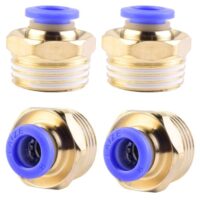 4 Stück 8mm 1/2" PT-Außengewinde gerade Push to Connect Fittings Einsteckschlauch Pneumatik Schnellverbinder aus Kupfer und Kunststoff für hochwertige Installation von Pneumatischen Systemen