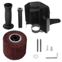 Poliermaschinen Zubehör Set mit 120 x 100 mm Schleifwalzen und Stahlschutzhülle für Bürstmaschine Holz, Metall und Edelstahl M14/M10 Schwarz Einheitsgröße