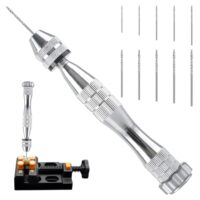 Präziser Handbohrer für Harzformen, 12 cm silbergrauer Schraubstock mit 10 Stahlbohrern (0,8-3 mm) zum Bohren in Harz, Epoxy und Holz