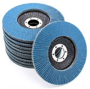 Profi-Fächerscheiben in blauer Farbe, 10 Stück, Durchmesser 125 mm, Korn 120, Inox, Schleifscheiben, Lamellenscheiben für Winkelschleifer und Metallbearbeitung