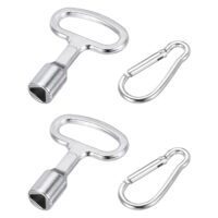 Dreikantschlüssel für Mülltonne, Metall, Silber, 2 Stück, mit Schlüsselanhänger und T-förmigem Design