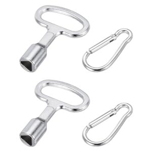Dreikantschlüssel für Mülltonne, Metall, Silber, 2 Stück, mit Schlüsselanhänger und T-förmigem Design