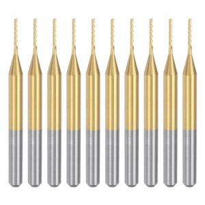 Ergänzungsset für PCB-Maschine mit 10 Stück Hartmetall-Fräsern, Titanbeschichtung, 0,8 mm Durchmesser und 1/8" Schaftdurchmesser