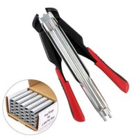 QWORK Hog Ring Zange Kit, Automatische Zaun Zange mit 2500 Stück Hog Ringe für Tierzaunmatratzen, Auto-Kissen, Pet Käfige - Hochwertige Materialien und einfache Bedienung