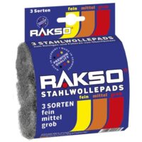 RAKSO Stahlwolle - Die Perfekte Lösung für Ihre DIY-Projekte. Hochleistungsprodukt mit drei verschiedenen Schleifgraden (fein, mittel und grob) für verschiedene Anwendungen.