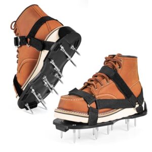 Professionelle Rasenlüfter Schuhe mit 4,2 cm Stahlspikes für effiziente Bodenbelüftung und Gartenarbeit