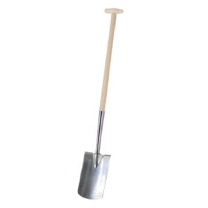 Rekord Gärtnerspaten (Edelstahl) mit Tritt, Schwanenhals und 76 cm T-Stiel aus Eschenholz