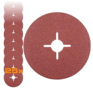 RHODIUS KFS Fiberschleifscheibe, 25 Stück Ø 125 mm K60, für Winkelschleifer, Schleifscheibe Metall, Fiberschleifscheibe, Schleifblatt