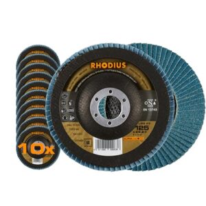 Hochwertige Metall Schleifscheiben für Winkelschleifer, Made in Germany, 10 Stück Ø 125 mm K60 Fächerscheiben