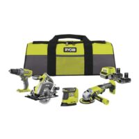 Ryobi 18V ONE+ Akku-Combo-Kit mit verschiedenen Werkzeugen und Batterien, Ladegerät und Werkzeugtasche
