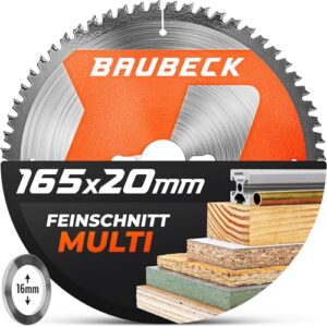 Hochwertiges Sägeblatt für Holz und Aluminium mit 165 mm Durchmesser, +16 mm Adapter und 1,5 mm Schneide, kompatibel mit M. SP6000, DHS680 und Bosch GKT 55 / GCE S