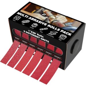 Set aus 6 Rollen Schleifpapier mit verschiedenen Körnungen für Holz, Metall und Möbel, ideal für Feinschliff und Trockeneinsatz