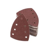 Schleifpapier, 60 Blatt, 100 x 150 mm, 7 Loch, Mixpack mit je 10x Korn 40/60/80/120/180/240, Delta-Schleifdreiecke, Schleifblätter für Multischleifer