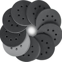 STEBRUAM Schleifpapier 125mm Klett Nass Trocken Schleifscheiben, 80 Stück Siliciumcarbid Klett Körnung 320/400/600/800/1000/1200/1500/2000 für Exzenterschleifer 8 Loch Schleifblätter für Auto Metall