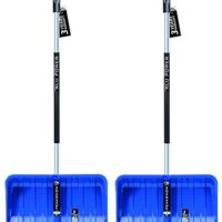 2X Schneeschaufel mit ergonomischem Griff - Schneeräumer für kleine und große Schneemengen – Kunststoff-Blatt, Aluminiumkante, Aluminium-Stiel