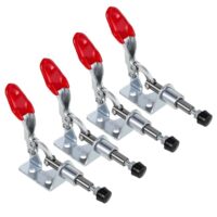 Schnellspanner Set Kniehebel Spanner 4 Stück für Maschinenbetrieb, Holzbearbeitung und Schweißen mit horizontaler Halterung und verstellbarer Wippzange