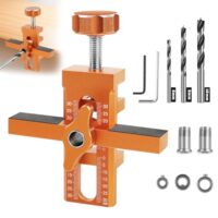 Schranktür Installationspositionierer Set, Schranktüren Bohrschablone mit 3 Bohrern, Cabinet Door Hardware Mounting Jig Positioning Tool für die meisten Schranktüren einstellbare Länge