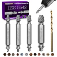 HSS 6542 Schraubenausdreher Set, 5 Stück, Härtegrad HRC 63-65, Ausdreher für beschädigte Schrauben und Bolzen