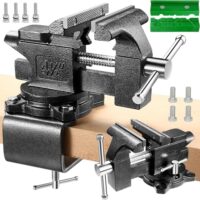 Tischschraubstock mit drehbarer 270°-Bewegung, 110 mm Spannweite und multifunktionalen weichen Backen für Hochleistungswerkzeuge