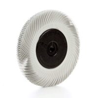 Kraftvolle Radialbürste für optimale Reinigung von Hartplatten, Metall und Oberflächen mit radialer Struktur und weichen Körnern, Durchmesser 150 x Dicke 12 mm, 120 Körner, weiß gefärbt