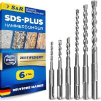 S&R Hammerbohrer, 6-teiliges SDS PLUS-Bohrer-Set für Bohrhammer - Betonbohrer, Steinbohrer mit Karbid-Hartmetall-Spitzen