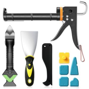 Sentoo Kartuschenpresse Set, Silikon-Kartuschenpistole und Werkzeug zum Entfernen von Dichtungsmasse für Badezimmer, Küche, Boden, Fenster, Spülbeckenfugen, Rahmen