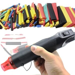 Mini Heißluftpistole für DIY Acrylharz, Schrumpffolie und Handwerk mit Schrumpfschlauch und Heissluftföhn Zubehör