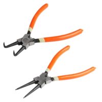 Sicherungsringzange Set, 2 STK Sprengringzangen, 180mm gebogen/gerade für Innen und Außensicherungen