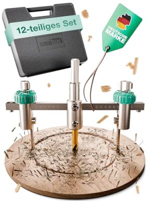 12-teiliges Lochsäge-Set mit Kreisschneider, Holzbohrer und Metallbohrer für professionelle Ergebnisse bei der Bearbeitung von Holz, Kunststoff und Gipskarton