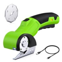 Elektrische Schere für Karton, Stoff und Leder, wiederaufladbares Schneidewerkzeug mit Sicherheitssperre & LED-Licht