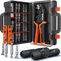 SOMELINE Solarstecker Crimpzange Set für 2.5/4/6mm² Solarkabel, 12 Paar Male Female Solarpanel Kabelstecker,1 Paar Solarstecker Schlüssel, Stecker solaranlage, PV Stecker Werkzeug