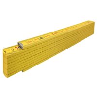 STABILA Zollstock Type 407, 2 m, gelb, metrische Skala, Winkelfunktion, Meterstab aus PEFC-zertifiziertem Holz, Stahlblechgelenke mit integrierter Stahlfeder