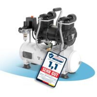 Druckluftkompressor mit 10 Liter Tank, maximaler Druck von 10 bar und Abgabeleistung von 210 l/min, ölfreier und leiser Betrieb, Brushless-Motoren, 2,1 PS Leistung, 1,6 kW Motor, Silentkompressor