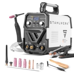 STAHLWERK Schweißgerät 2 in 1 Kombi DC WIG 200 ST IGBT - WIG MMA, hochleistungsstarke Schweißgerät für Stahl, Edelstahl, Kupfer und Messing