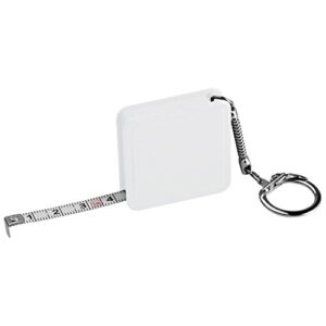 Stahlbandmaß mit 1 Meter Länge und Schlüsselanhänger, weißes Design für beste Lesbarkeit und optische Aufmerksamkeit.