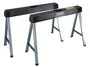 STANLEY 340 kg Metall-Klappsägebock (Paar) - Tragbare und langlebige Werkbanklösung, Klappwerkbank, erweiterbarer Arbeitsplatz
