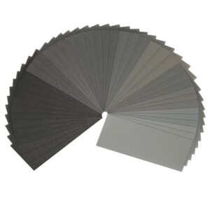 Professionelles Schleifpapier Set mit 42 Stück Trocken und Nass Sandpapier von STEBRUAM, ideal für Auto, Holz, Stein, Lack, Metall und Glasbearbeitung, wasserdichtes Siliziumkarbid-Papier, verschiedene Körnungen