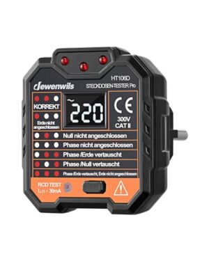 Steckdosentester mit RCD-Prüfung und LCD-Voltage-Display, für elektrische Anlagen sicherheitsprüfen