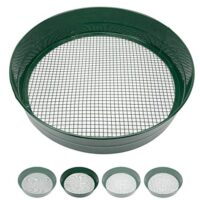 Sterico Gartensieb, Rundsieb 33cm Ø, Erdsieb für Saatgut, Erde, Kompost, Steine, Unkraut, Schotter, Stapelbar, Sehr robust, Rostgeschützt (6mm)