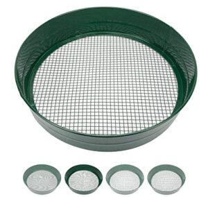 Sterico Gartensieb, Rundsieb 33cm Ø, Erdsieb für Saatgut, Erde, Kompost, Steine, Unkraut, Schotter, Stapelbar, Sehr robust, Rostgeschützt (6mm)