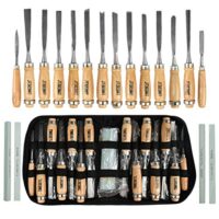Stechbeitel Set für Holz, 14 Stück - TIMESETL Holzschnitzwerkzeug Set mit Hohlbeitel und Drechseln Werkzeug für Holz mit Schleifsteinen und Schnitzwerkzeug für Anfänger und Profis