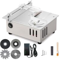 ZUSKYZU Tischkreissäge mit 4 Klingen,7-Gang-Netzteil Einstellbarer,Tischkreissägen Tragbare Präzisions Table Saw 0,1-15mm Sägeblatt Höhenverstellbarer, Mini Tischkreissäge für DIY