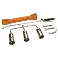 TOPEX Dreifach Gasbrenner 99 kW, Dachbrenner mit 60mm Brenndurchmesser und 1850°C Flammtemperatur, inklusive Schlauch und Konterschlüsseln, zum Löten und Unkrautvernichten geeignet