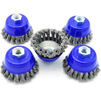 Hochwertige Topfbürste für Winkelschleifer, M14 Ø 75 mm Stahl gezopft, 5 Stück