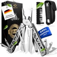 TREKLINE Premium Multitool Werkzeug mit 27 Funktionen und rostrotem Edelstahl-Gehäuse, perfekt für Outdoor-Enthusiasten und Camping